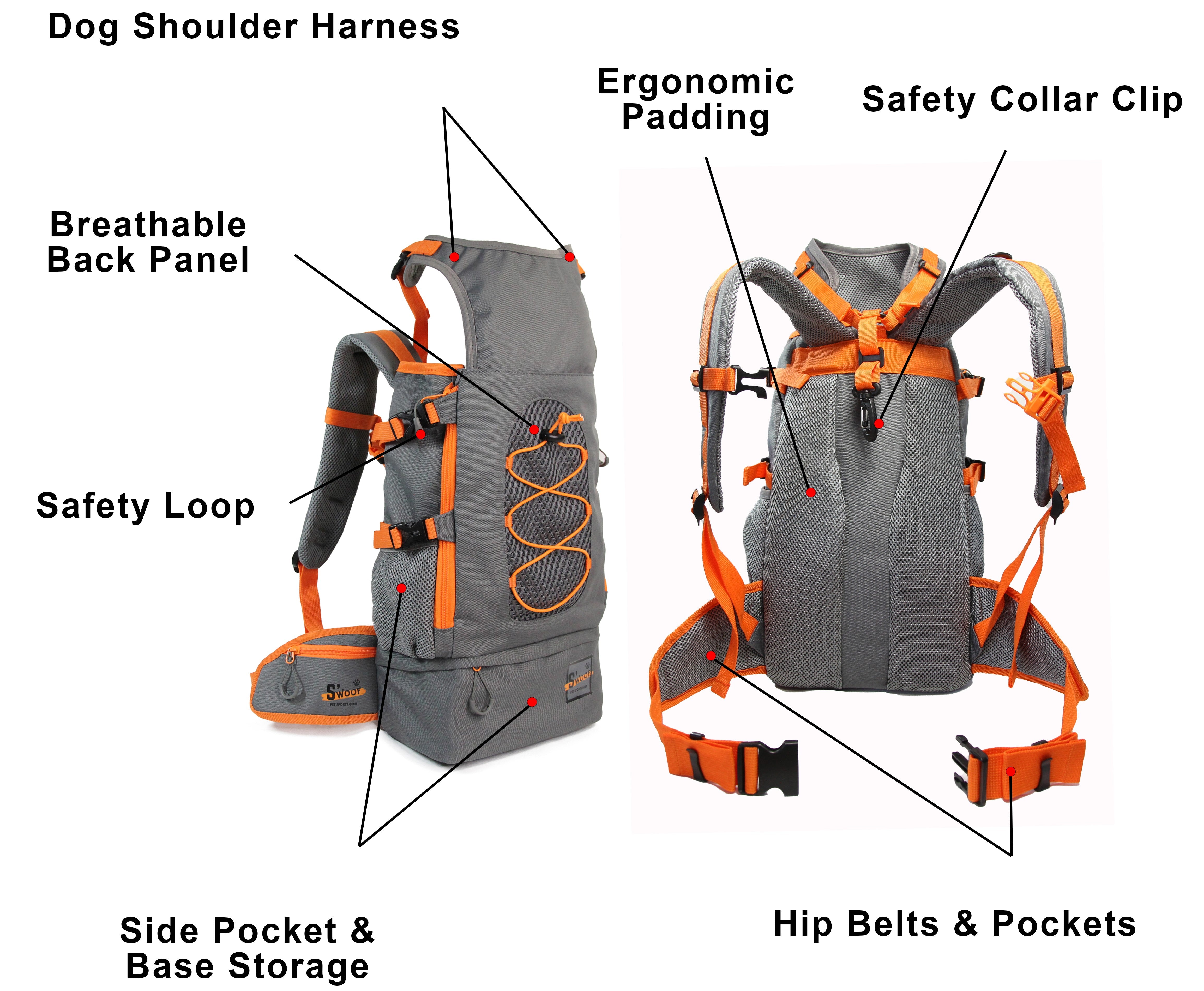 Roamer Dog Backpack - Grey
